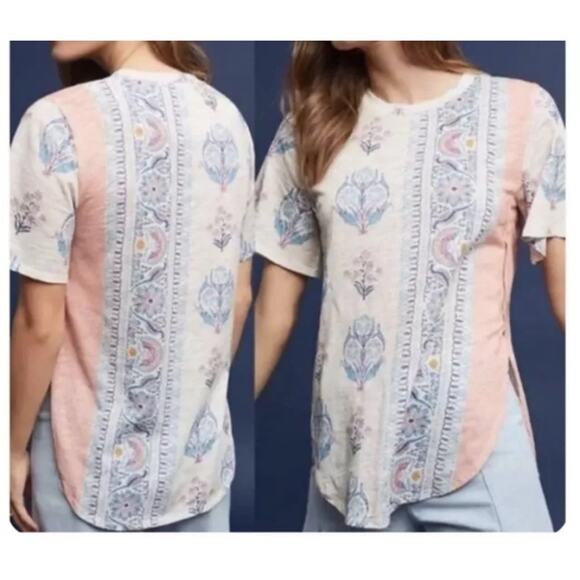 ANTHROPOLOGIE POSTMARK SHORT SLEEVE PAISLEY DELILAH TEE SIZE SMALL - Picture 7 of 7